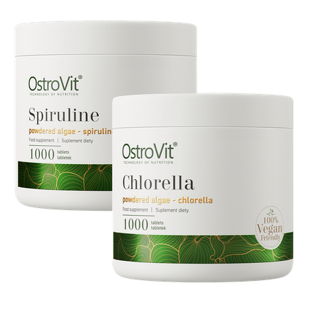 OstroVit Chlorella VEGE 1000 Tabletten + Spiruline VEGE 1000 Tabletten