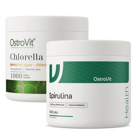 OstroVit Chlorella VEGE 1000 Tabletten + Spiruline VEGE 1000 Tabletten