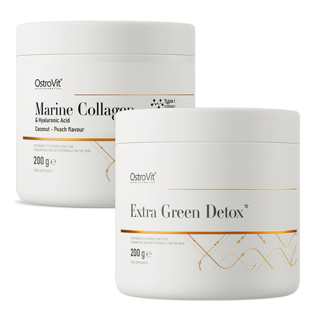 OstroVit Extra Green Detox 200 g + Marines Kollagen + Hyaluronsäure 200 g