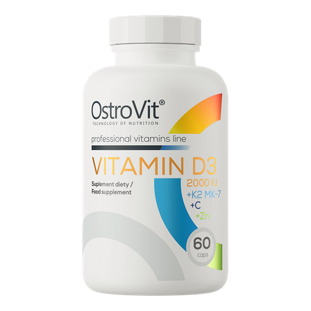 OstroVit Vitamin D3 2000 IU + K2 MK-7 + C + Zn 60 Kapseln